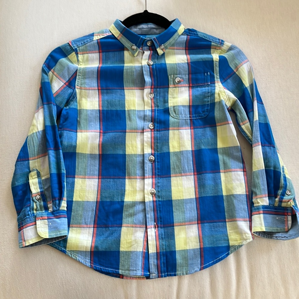Cat and jack boys small 6/7 button up plaid shirt new with tags